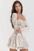 Robe mini Alix en dentelle à pois avec corset 