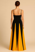 Robe Longue Bicolore – Bretelles Fines et Jupe Fluide Contrastée 
