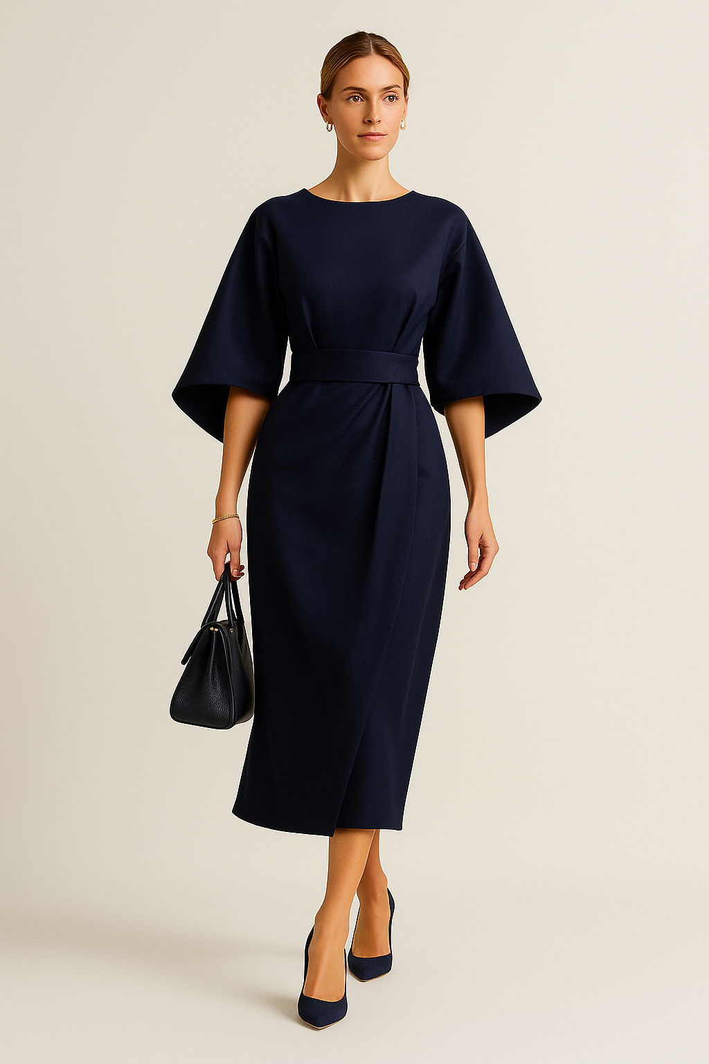 Robe Longue  Élégante à Manches Lanterne