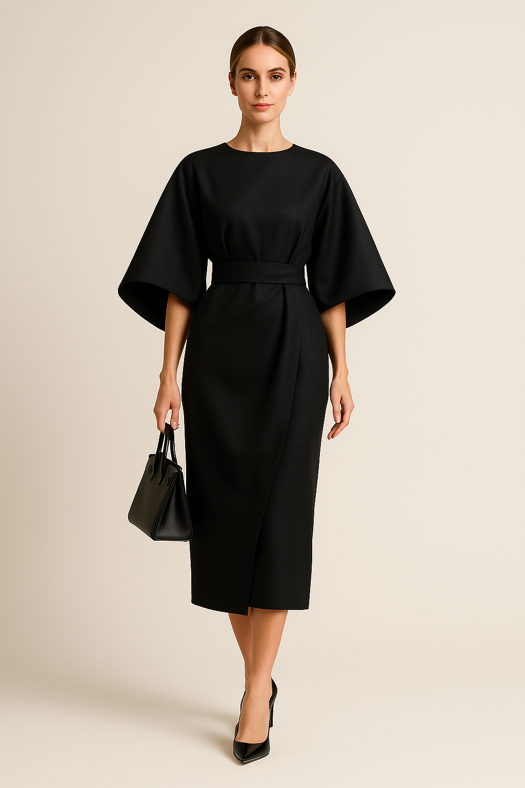 Robe Longue  Élégante à Manches Lanterne