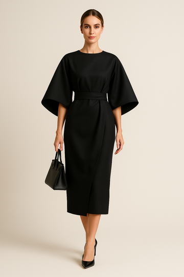 Robe Longue  Élégante à Manches Lanterne