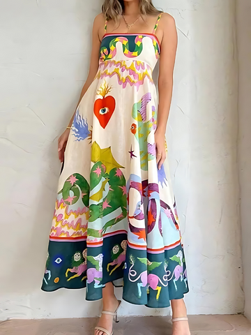 Cartoon Print Strapless Dress