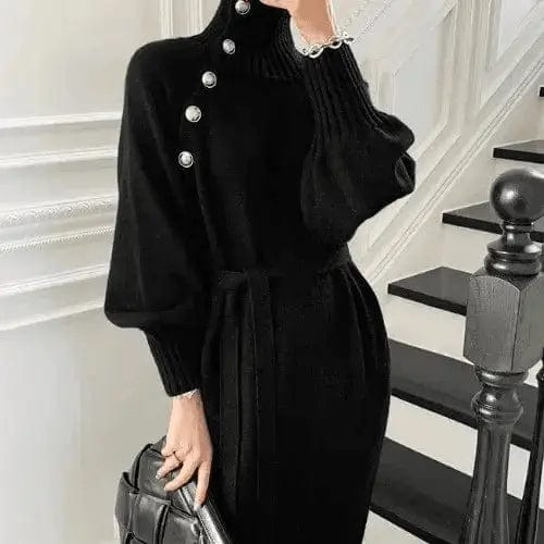 Robes Pull à col roulé avec ceinture - Automne Hiver Printemps 