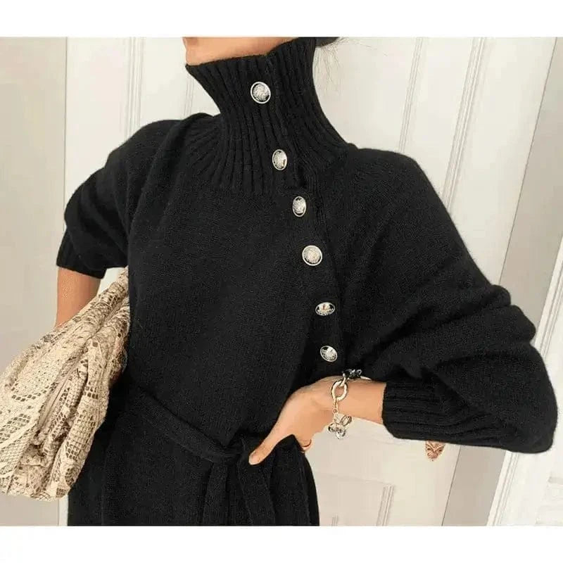 Robes Pull à col roulé avec ceinture - Automne Hiver Printemps 