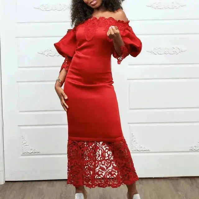 Robes de luxe en dentelle - Manches lanterne Bouffantes 