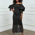 Robes de luxe en dentelle - Manches lanterne Bouffantes 