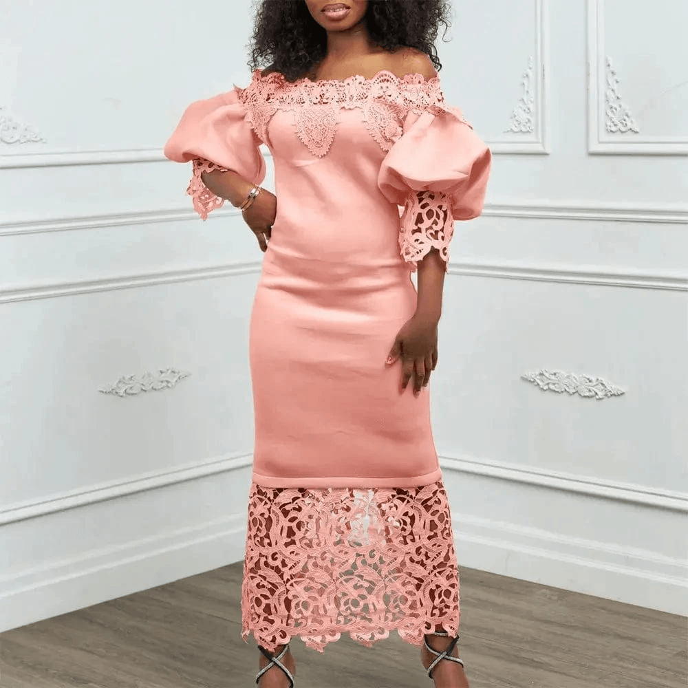Robes de luxe en dentelle - Manches lanterne Bouffantes 