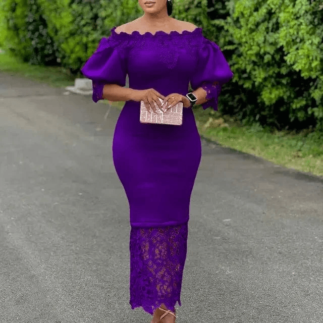 Robes de luxe en dentelle - Manches lanterne Bouffantes 