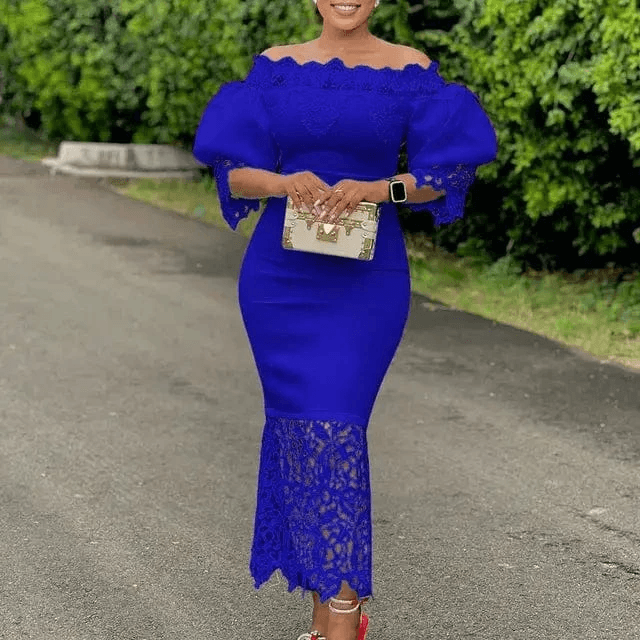 Robes de luxe en dentelle - Manches lanterne Bouffantes 