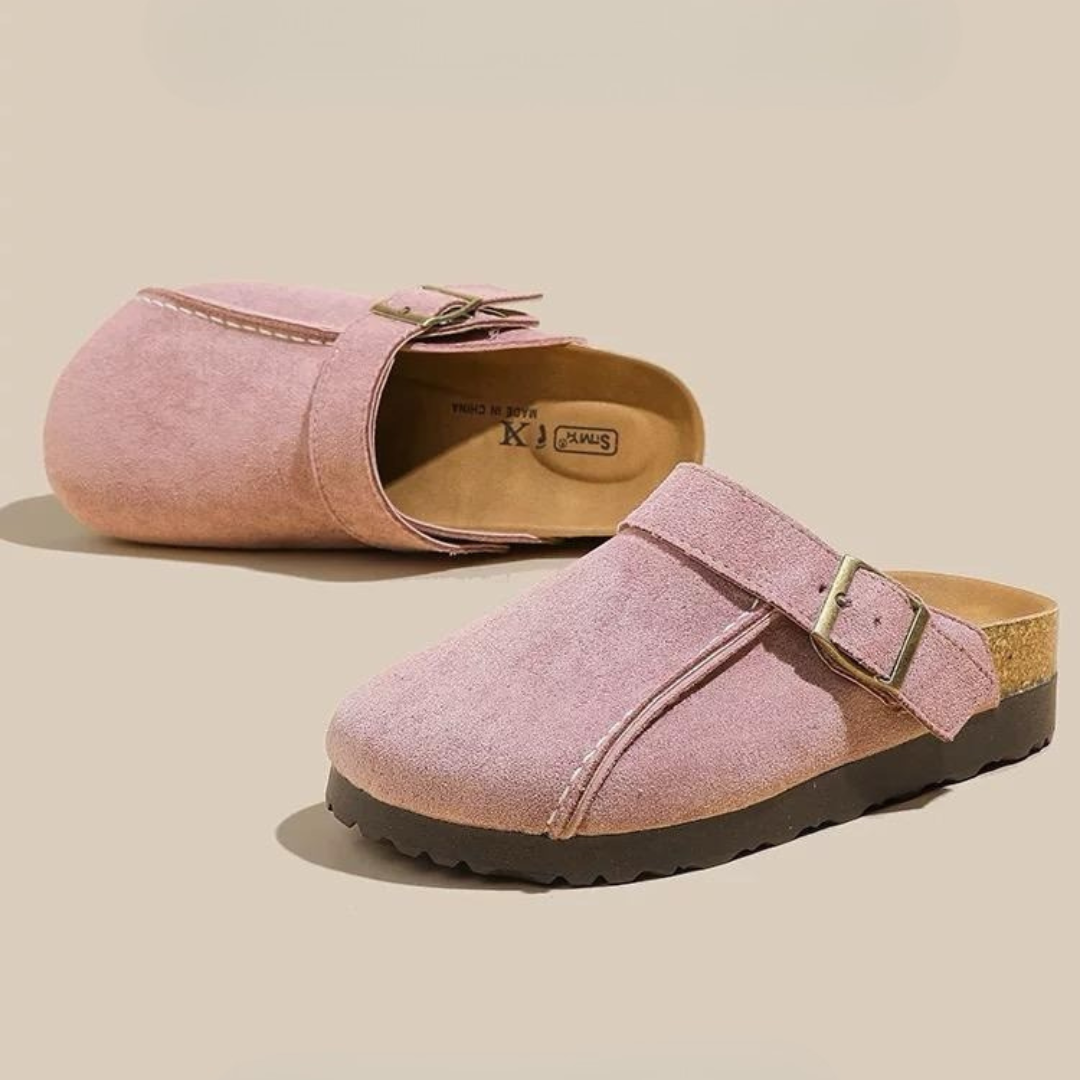 Rosa Wildledersabots - Moderne feminine Sanftheit - MAX FOR ME