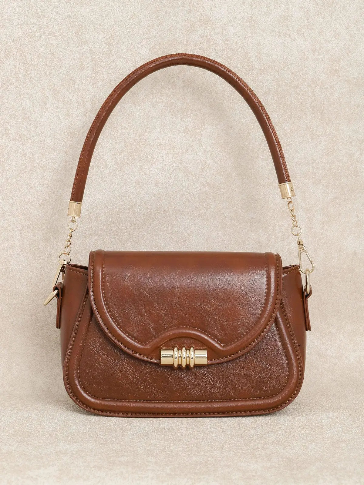 Sac à rabat de boucle en métal marron 