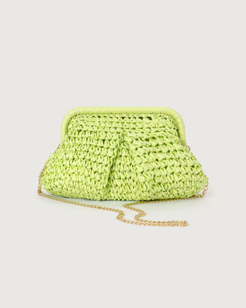 Sac d’Embrayage en Paille avec Chaîne Dorée 