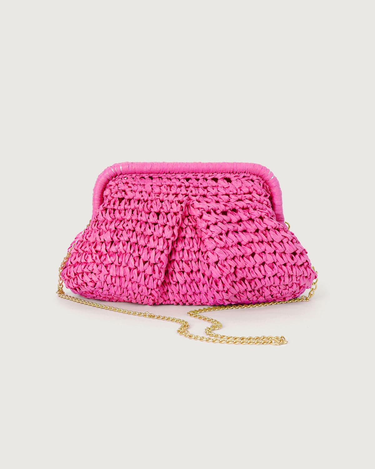 Sac d’Embrayage en Paille avec Chaîne Dorée 