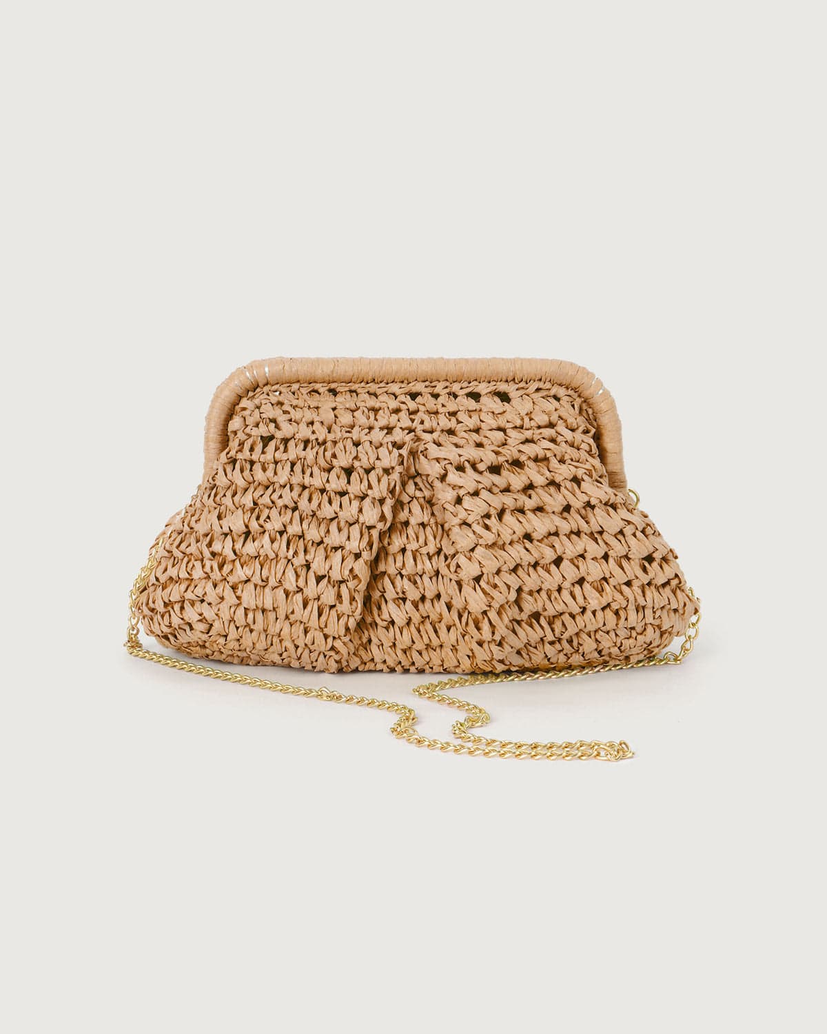 Sac d’Embrayage en Paille avec Chaîne Dorée 