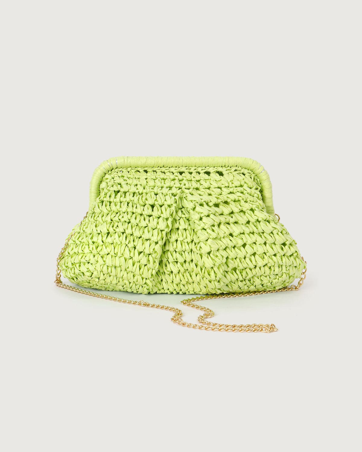 Sac d’Embrayage en Paille avec Chaîne Dorée 