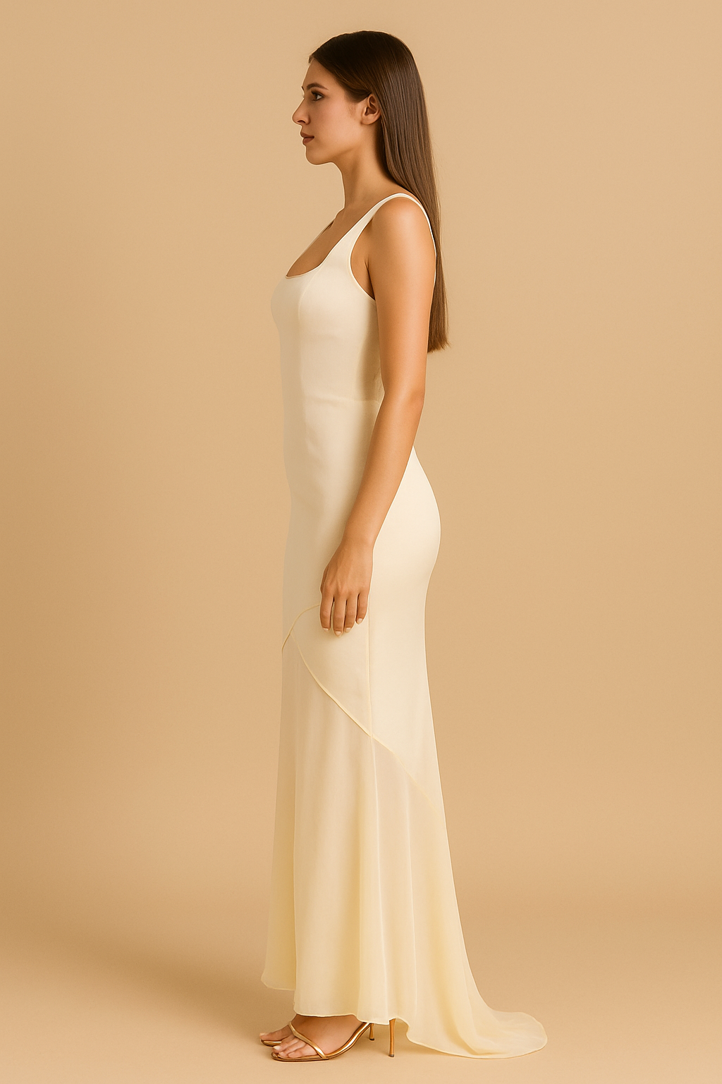 Robe Longue Satinée en Mousseline – Fluidité Élégante et Légèreté 