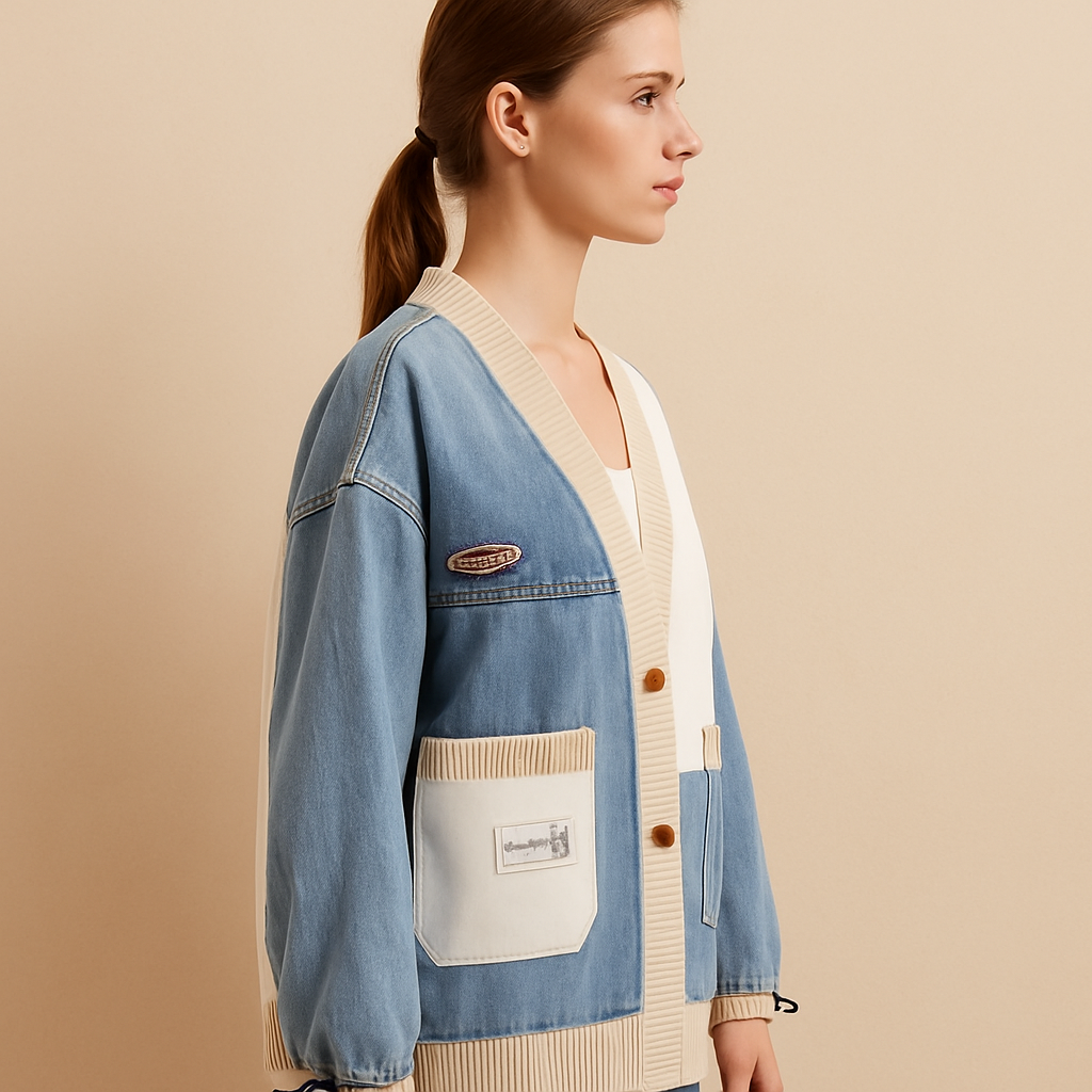 Veste jean maille style bomber chic printemps automne hiver MAX FOR ME