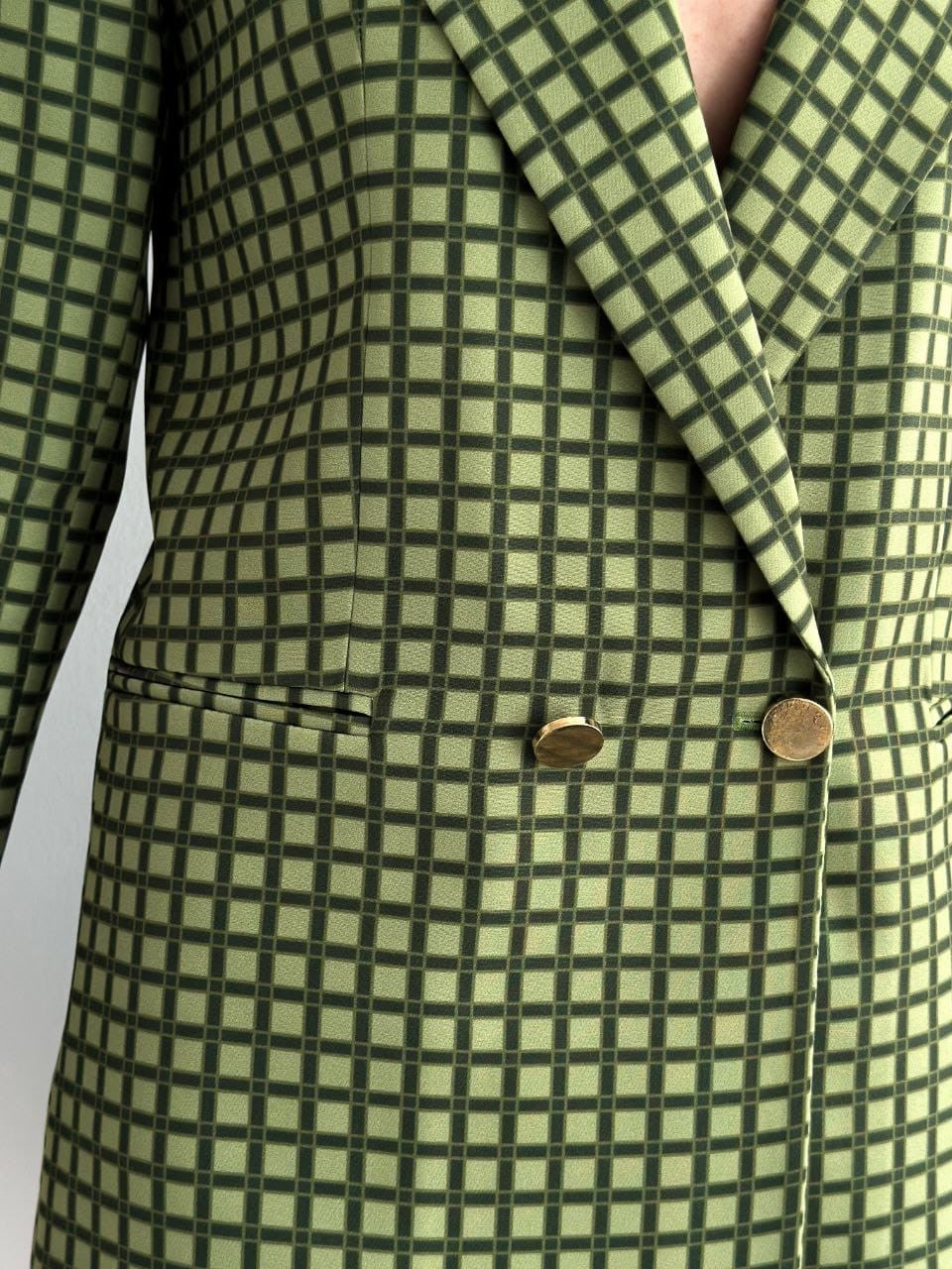 Checkered Print Jacket - Green