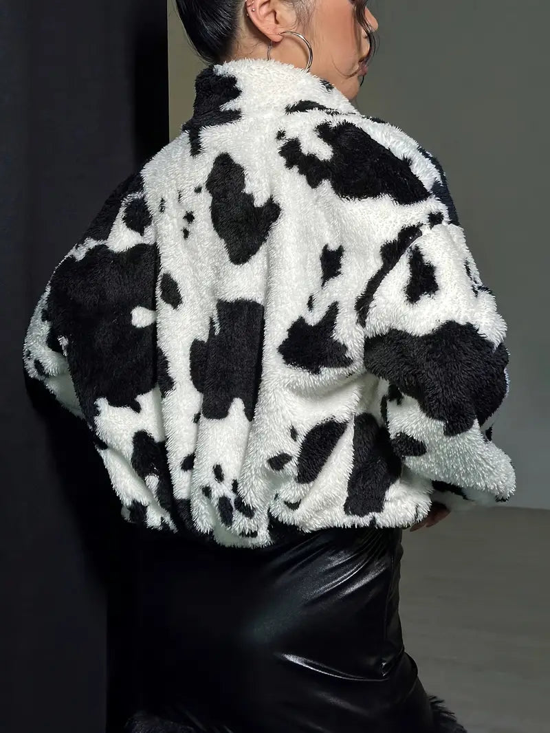 Veste Shérifa - Style polaire à motif vache.