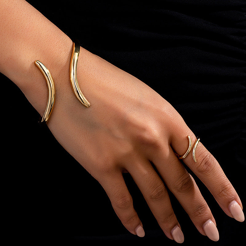 Bague design minimaliste femme doré épuré géométrie parfaite Max for Me