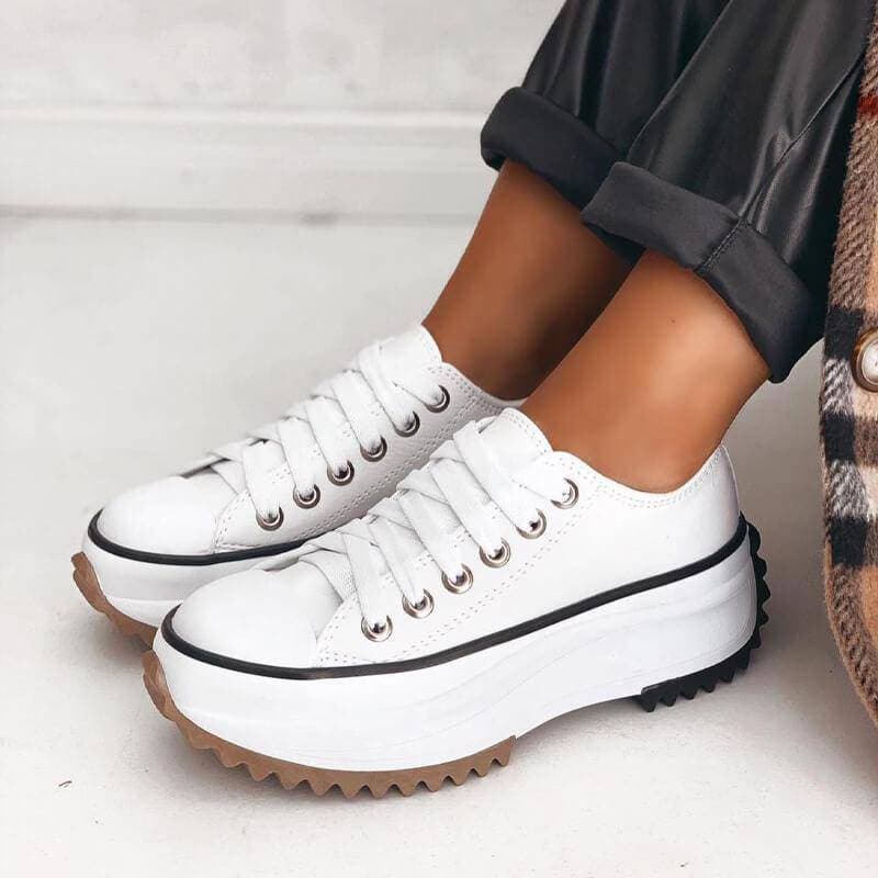 Baskets à plateforme élégantes pour femmes - Semelle épaisse, design tendance et décontracté Blanc / 2 MAX FOR ME