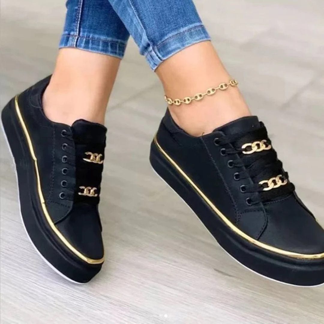Baskets blanches pour femmes avec accents dorés MAX FOR ME