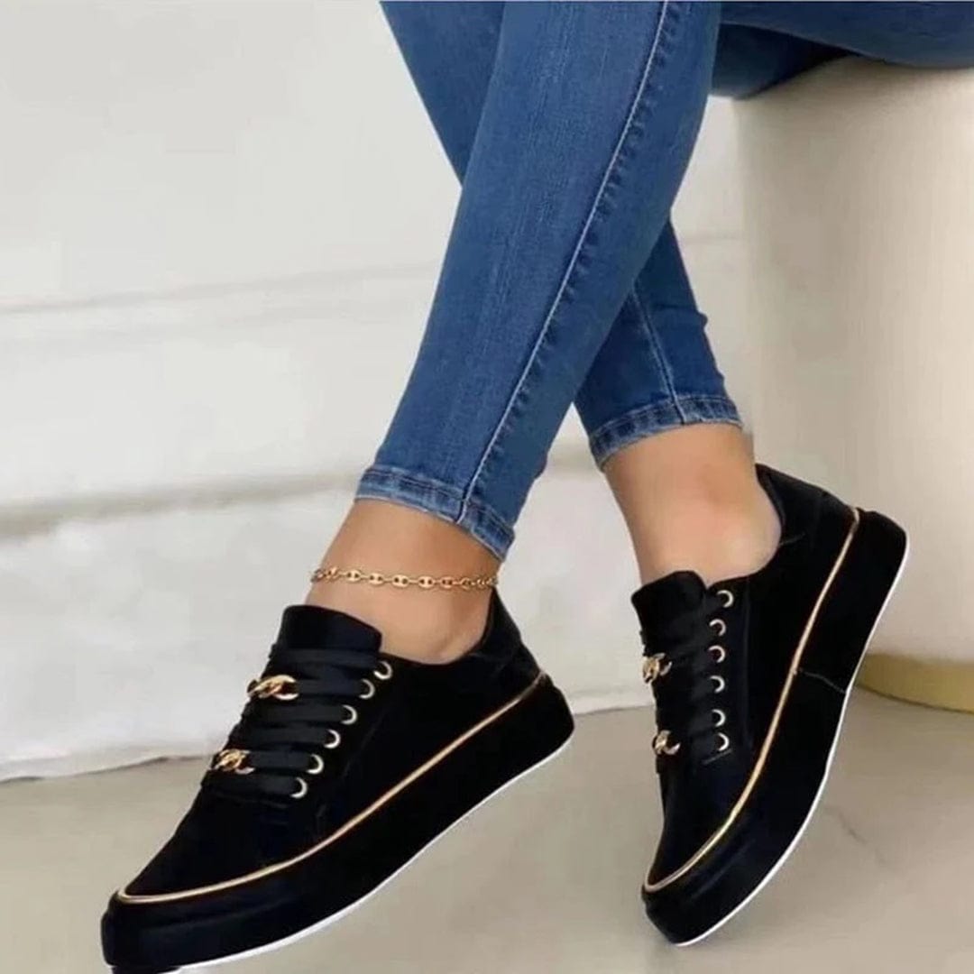 Baskets blanches pour femmes avec accents dorés Noir / 3 MAX FOR ME