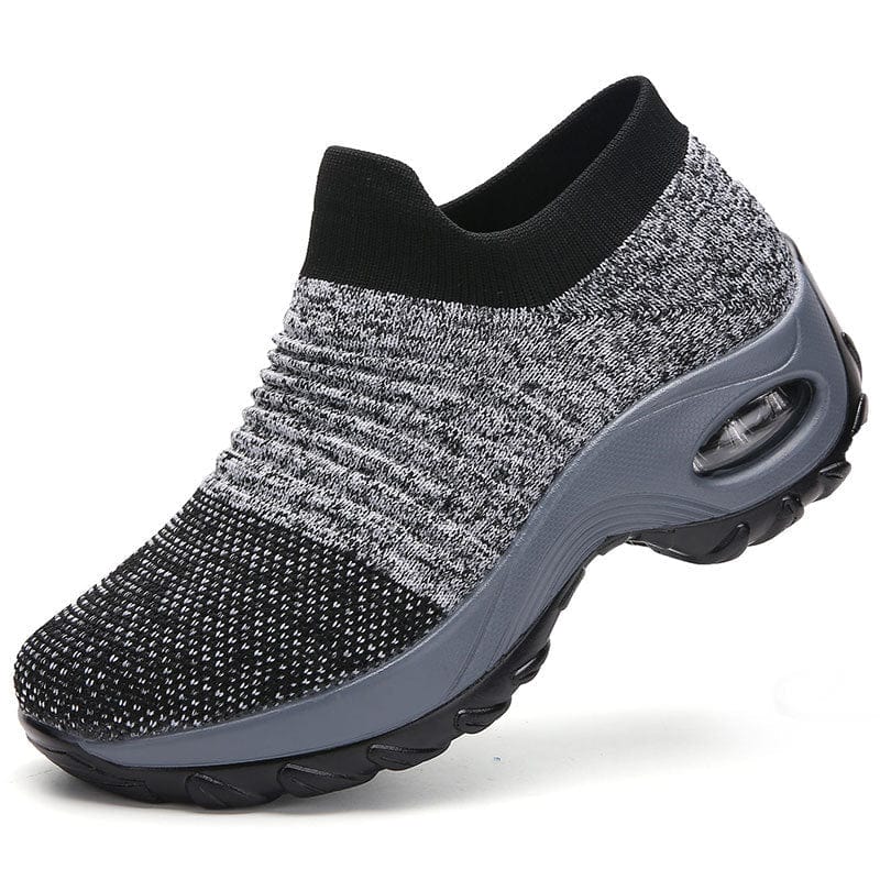Baskets femme noires slip-on - semelle coussin d'air et technologie orthopédique confort optimal Noir/Blanc / 3 MAX FOR ME