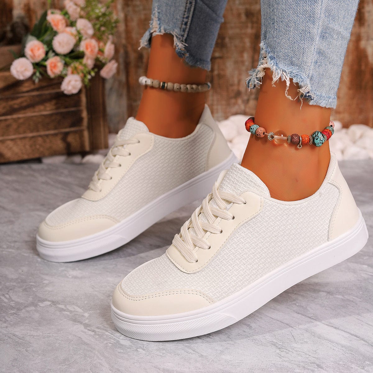Baskets femme orthopédiques - maille respirante et semelle coussinée confort thérapeutique moderne Beige / 36 MAX FOR ME