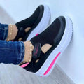 Baskets femme rouges velcro - semelle épaisse et design ajouré style sport moderne Noir / 2 MAX FOR ME