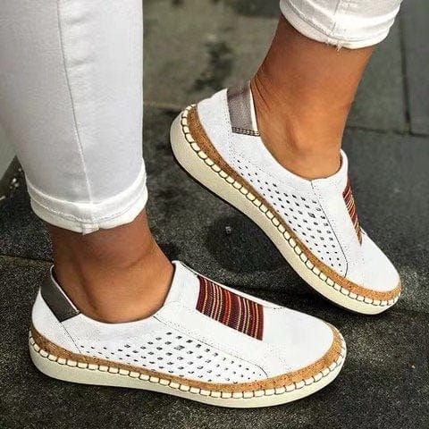 Baskets femme slip-on cuir perforé semelle orthopédique confort optimal moderne - MAX FOR ME MAX FOR ME