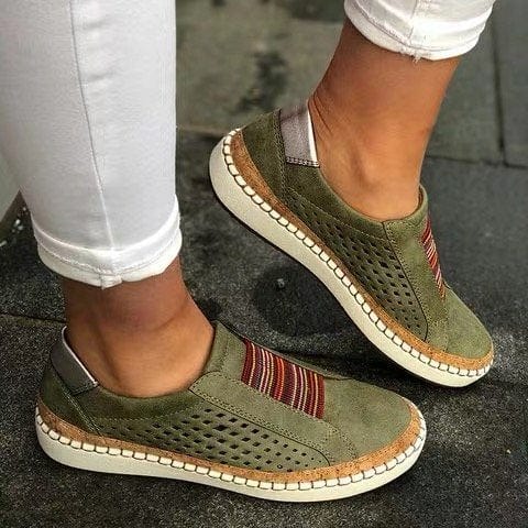 Baskets femme slip-on cuir perforé semelle orthopédique confort optimal moderne - MAX FOR ME MAX FOR ME