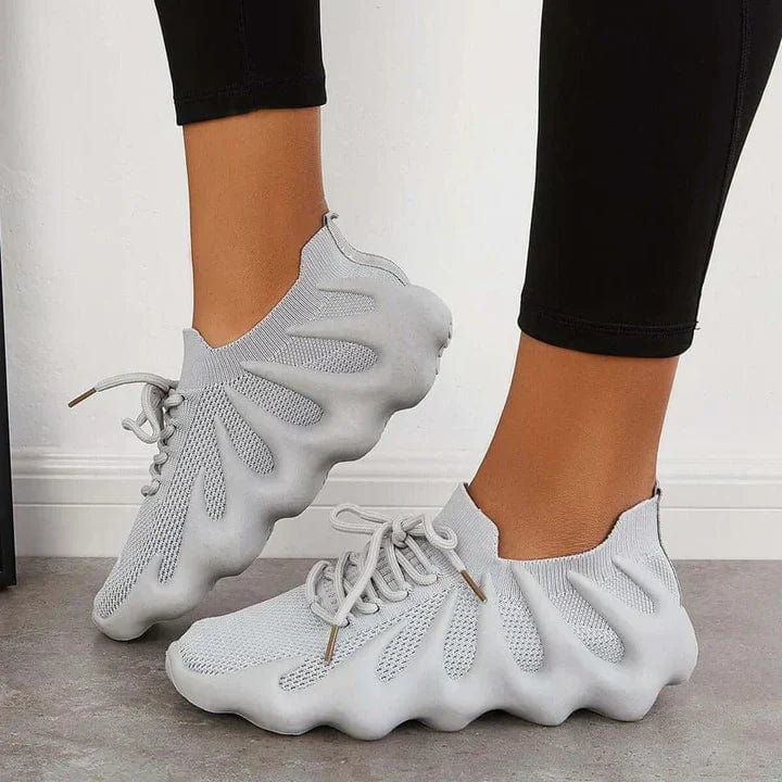 Baskets pour femme - Maille respirante - Semelle coussinée - Lacets - Design léger Gris / 2 MAX FOR ME