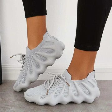 Baskets pour femme - Maille respirante - Semelle coussinée - Lacets - Design léger Gris / 2 MAX FOR ME