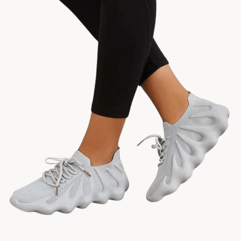 Baskets pour femme - Maille respirante - Semelle coussinée - Lacets - Design léger Gris / 2 MAX FOR ME