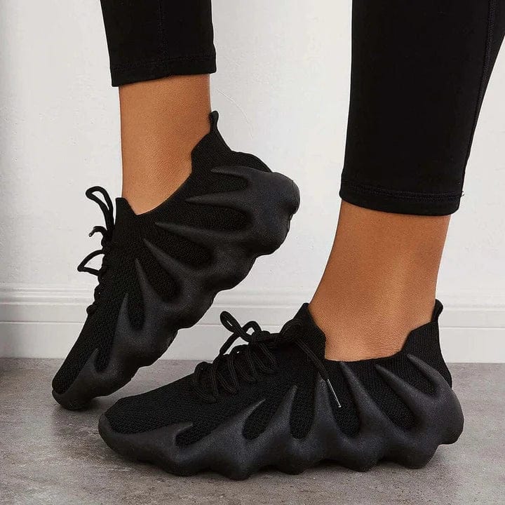 Baskets pour femme - Maille respirante - Semelle coussinée - Lacets - Design léger Noir / 2 MAX FOR ME