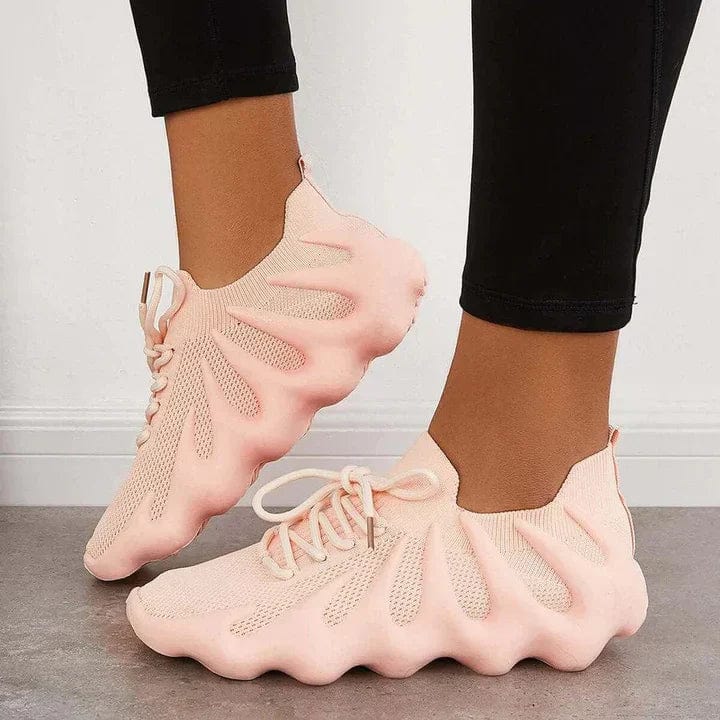 Baskets pour femme - Maille respirante - Semelle coussinée - Lacets - Design léger Rose / 2 MAX FOR ME