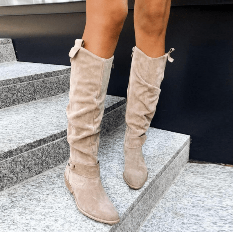 Bottes en daim hautes pour femmes : élégantes, confortables et durables pour une utilisation polyvalente Beige / 5 MAX FOR ME