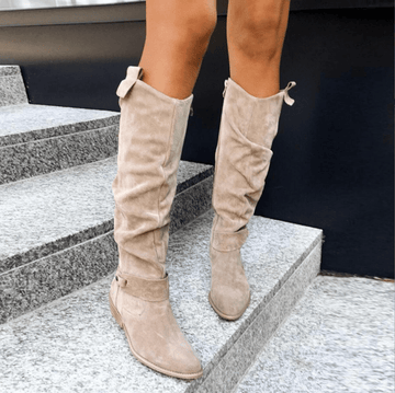 Bottes en daim hautes pour femmes : élégantes, confortables et durables pour une utilisation polyvalente Beige / 5 MAX FOR ME