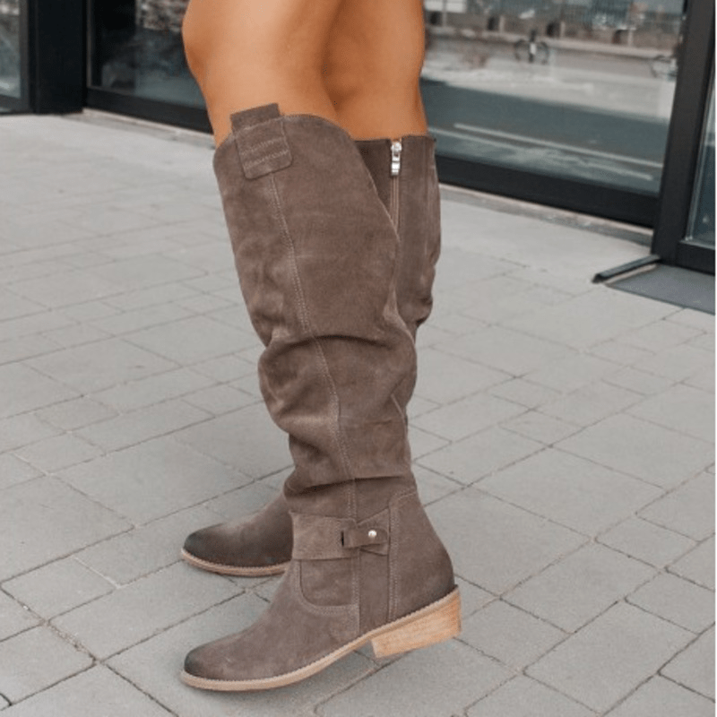 Bottes en daim hautes pour femmes : élégantes, confortables et durables pour une utilisation polyvalente Marron / 5 MAX FOR ME
