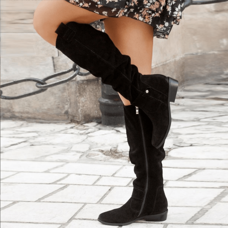 Bottes en daim hautes pour femmes : élégantes, confortables et durables pour une utilisation polyvalente Noir / 5 MAX FOR ME
