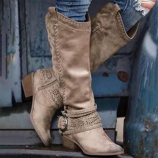 Bottes hautes style western - une allure bohème et tendance - MAX FOR ME Kaki / 35 MAX FOR ME