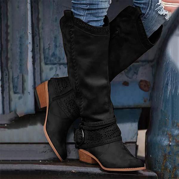 Bottes hautes style western - une allure bohème et tendance - MAX FOR ME Noir / 35 MAX FOR ME