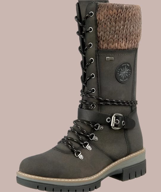 Bottes mi-mollet pour femme – Similicuir – Fermeture éclair à lacets – Bordure en tricot – Semelle antidérapante Vert / 2 MAX FOR ME