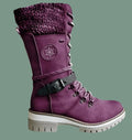 Bottes mi-mollet pour femme – Similicuir – Fermeture éclair à lacets – Bordure en tricot – Semelle antidérapante Violet / 2 MAX FOR ME