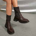 Bottes rétro à talons compensés pour femmes – Chaussures classiques à semelle épaisse Marron / 4 MAX FOR ME