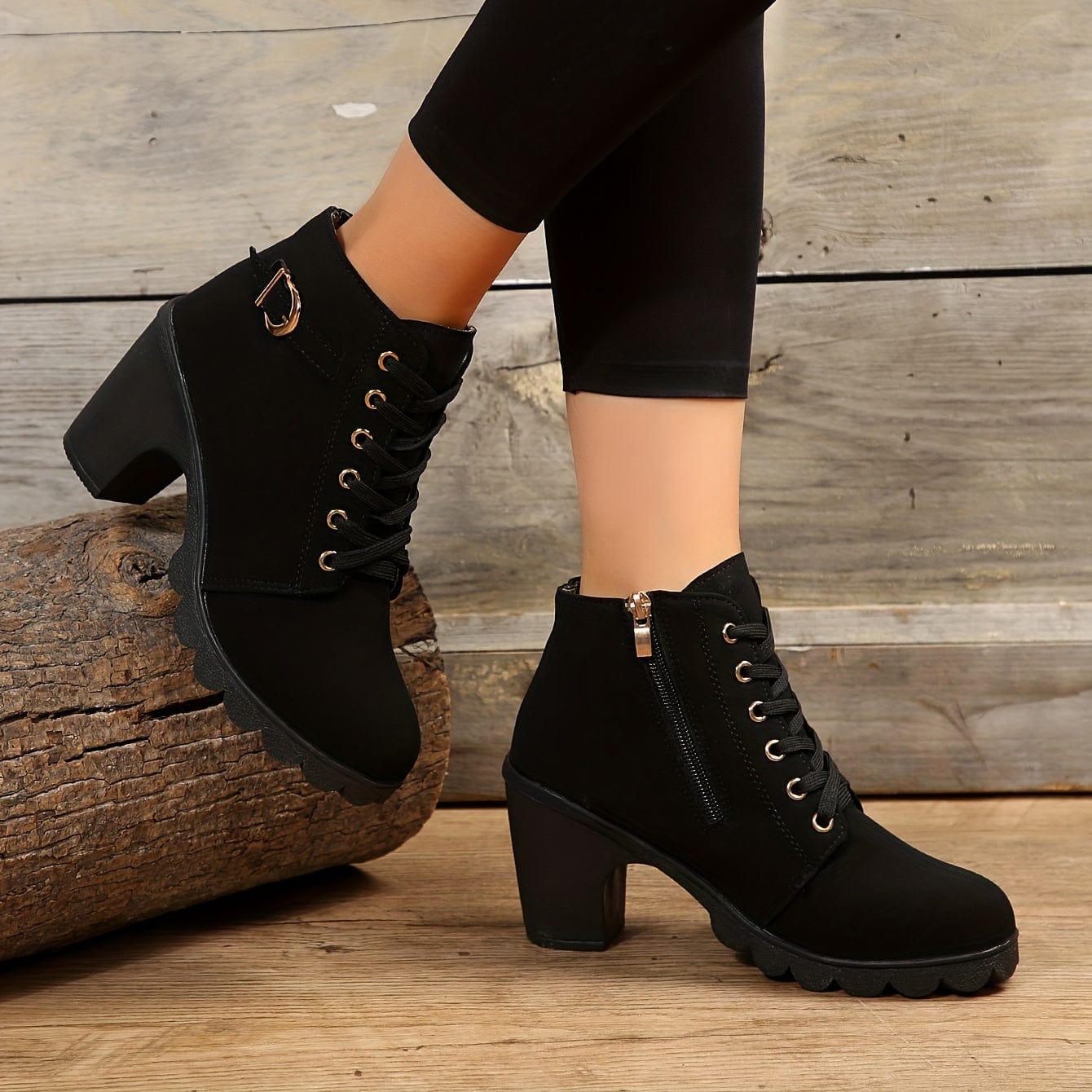 Bottines à talons pour femme – Des chaussures élégantes en daim pour le quotidien Noir / 2 MAX FOR ME