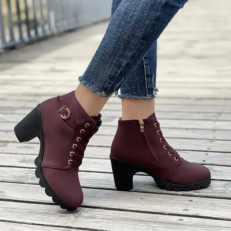 Bottines à talons pour femme – Des chaussures élégantes en daim pour le quotidien Rouge / 2 MAX FOR ME