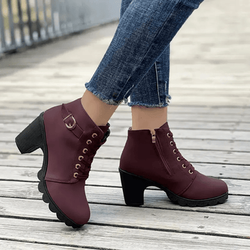Bottines à talons pour femme – Des chaussures élégantes en daim pour le quotidien Rouge / 2 MAX FOR ME
