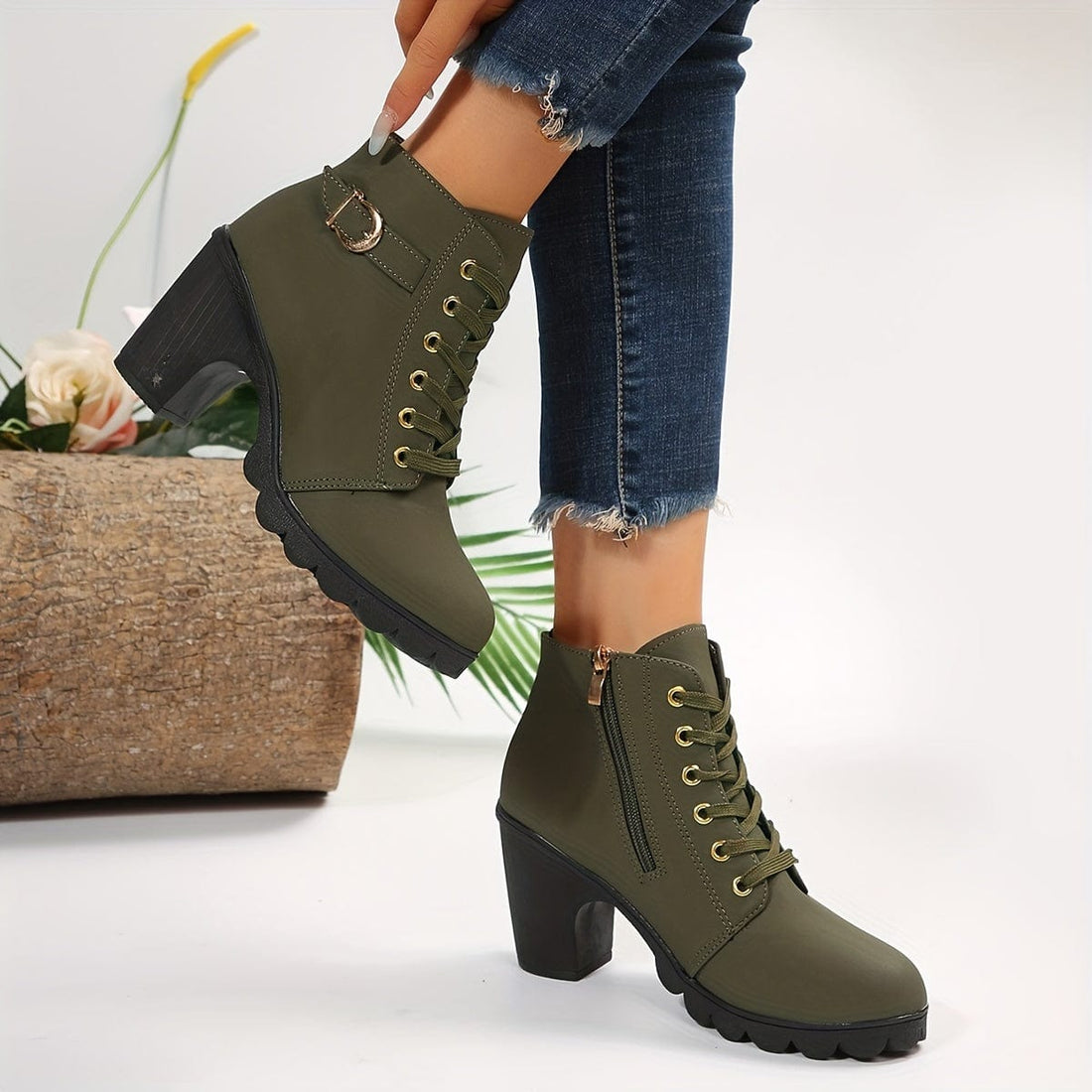 Bottines à talons pour femme – Des chaussures élégantes en daim pour le quotidien Rouge / 2 MAX FOR ME